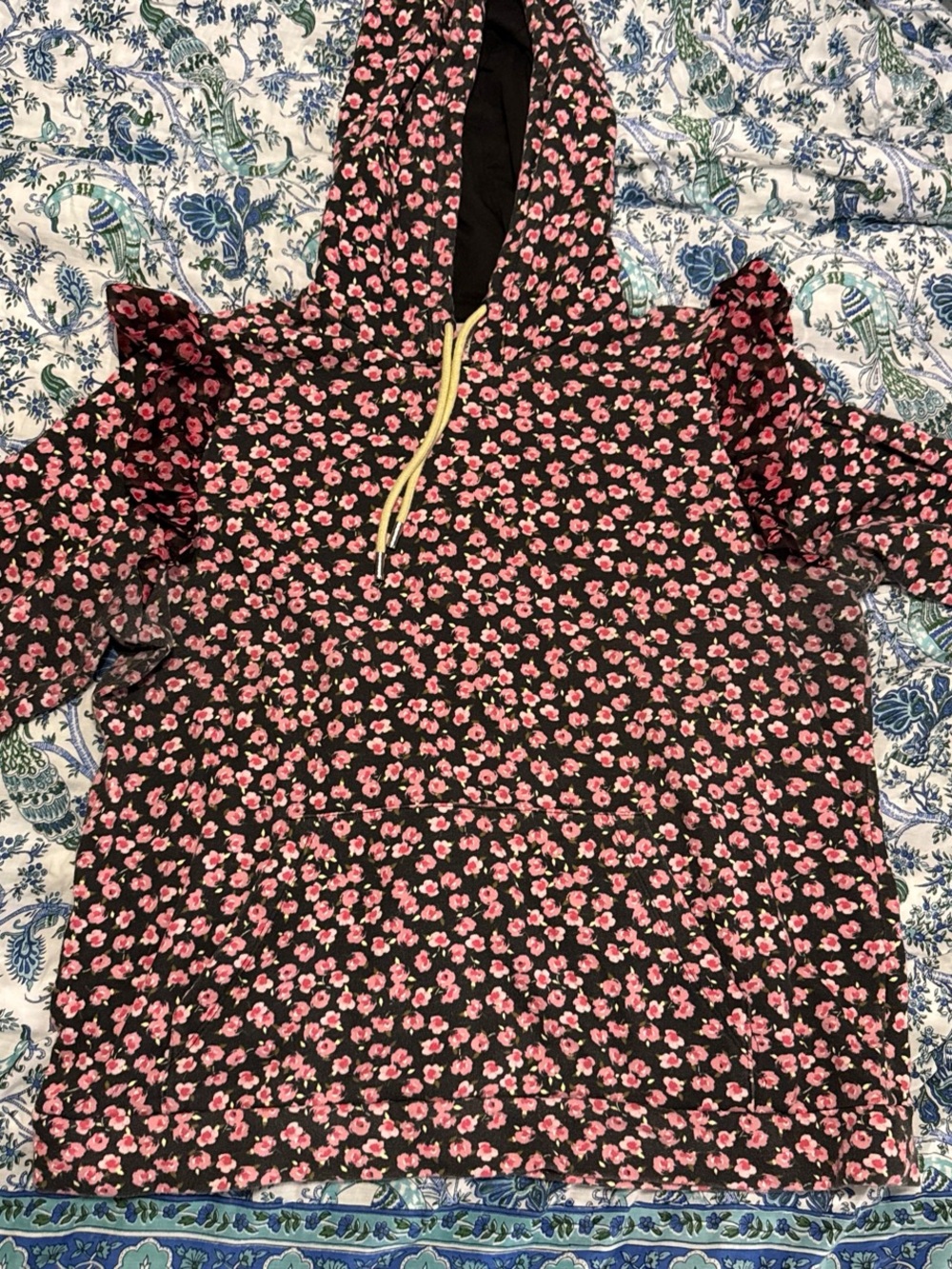 Sandy Liang for Target Black Hoodie with Pink Floral Print